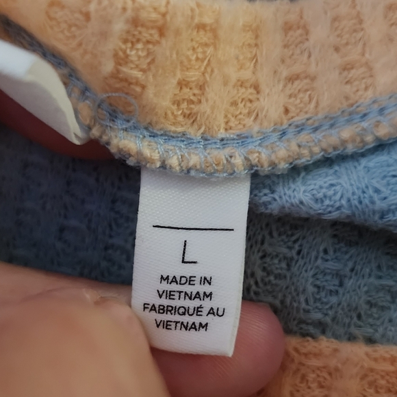 BP. Tie Dye Thermal Long Sleeve Waffle Knit Top Women's Large L Blue Orange EUC - Picture 8 of 9